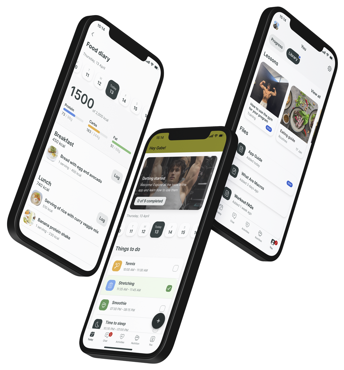 A mockup of the coaching app showcasing the features.